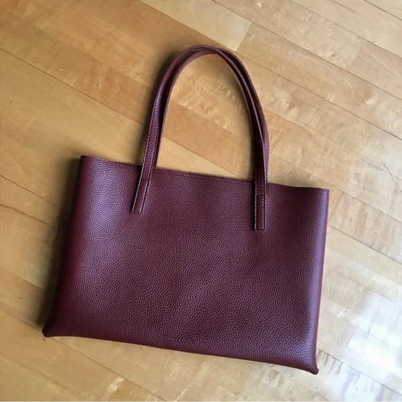 Vince Camuto Brown Pebble Vegan Faux Leather Shoulder Tote, Black Stripe - Picture 5 of 17